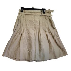 H & M Skirt Box Pleated size 6 Khaki Gorp Core Preppy Buckles Goth School Girl